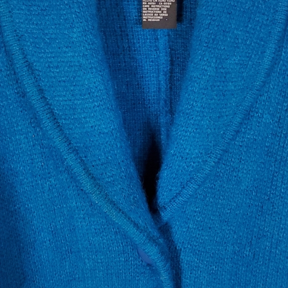 Vintage Turquoise Mohair Indie Button-Up Sweater Coat - Picture 5 of 14